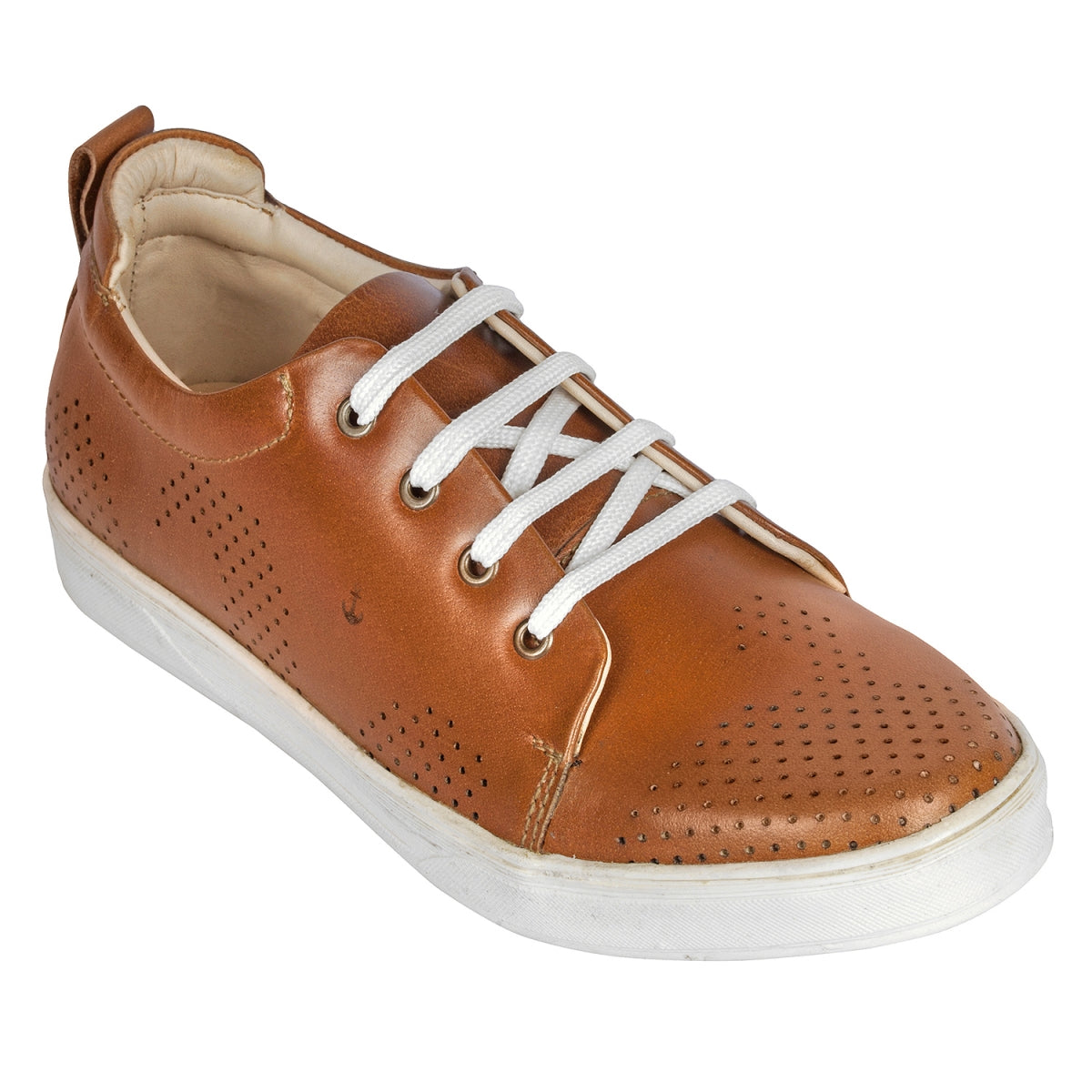 Pure Leather Tan Sneaker with White Sole - Slater (Tan), ROM204TANWAV