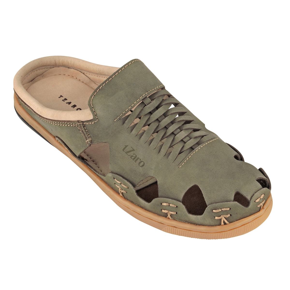 Pure Leather Olive-Green Sandal - Olive Hector, RON4110NUOLV
