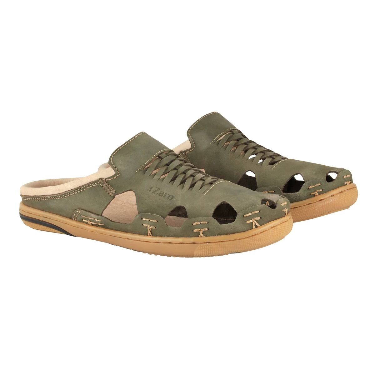 Pure Leather Olive-Green Sandal - Olive Hector, RON4110NUOLV