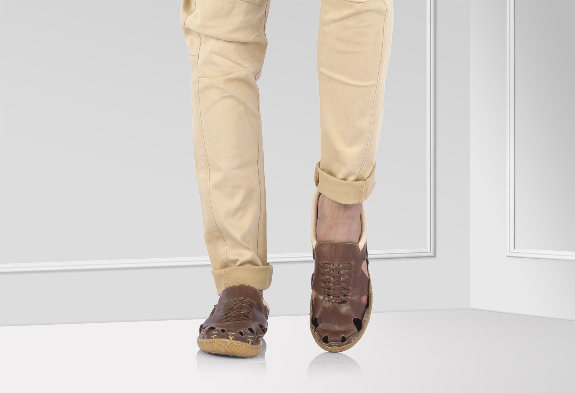 Pure Leather Mule, with Rubber Sole - Hector (Brown), RON412BRWOPU - Showcase Image 2