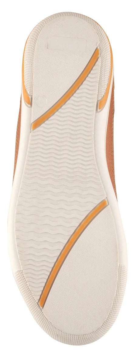 Pure Leather Sneakers with a Touch of Handloom - Loom (Tan) , RON4134FABTAN