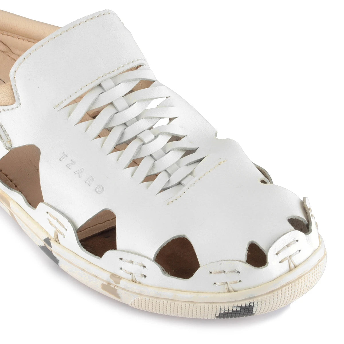 Pure Leather Mule, with Rubber Sole - Hector (White), RON413WHT