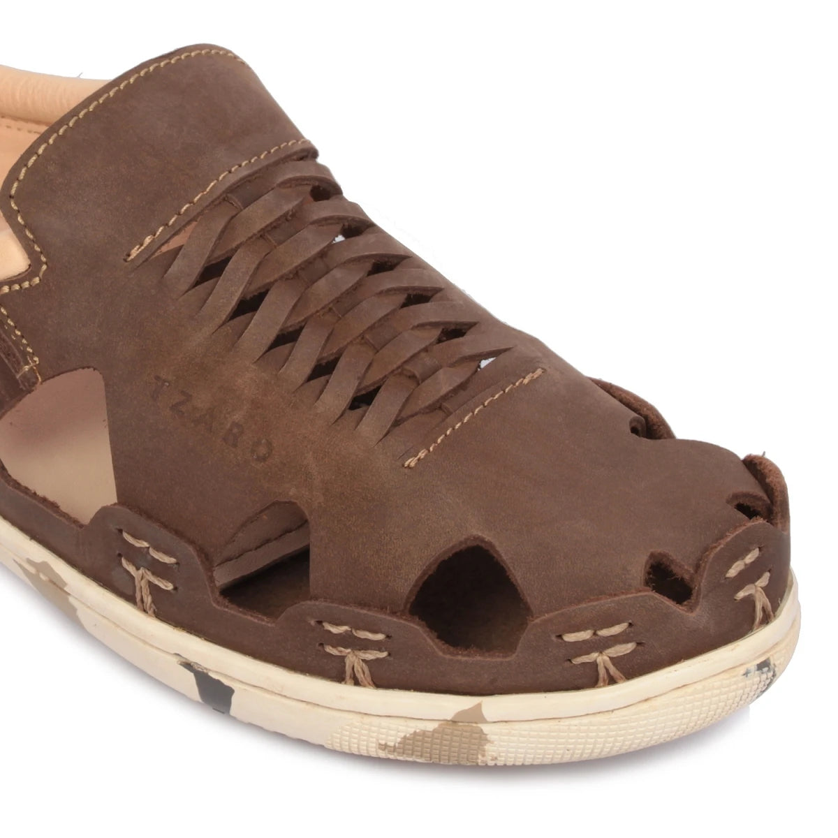 Pure Leather Mule, with Rubber Sole - Hector(Army Brown), RON420CMBRW