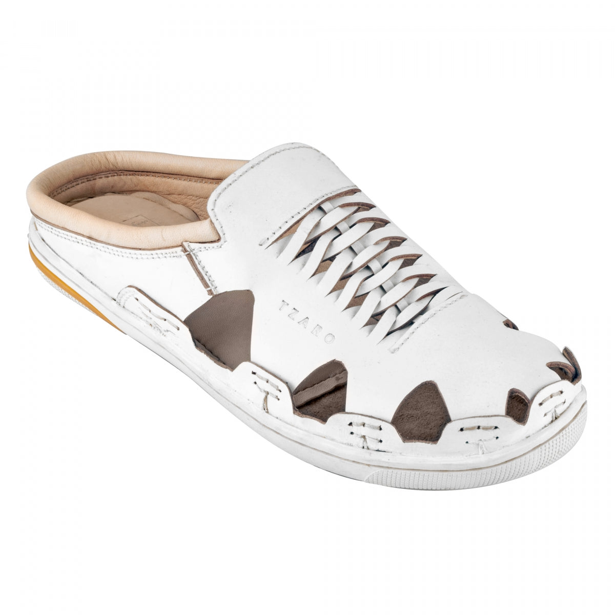 Pure Leather Mule, with Rubber Sole - Hector(White), RON422WHT