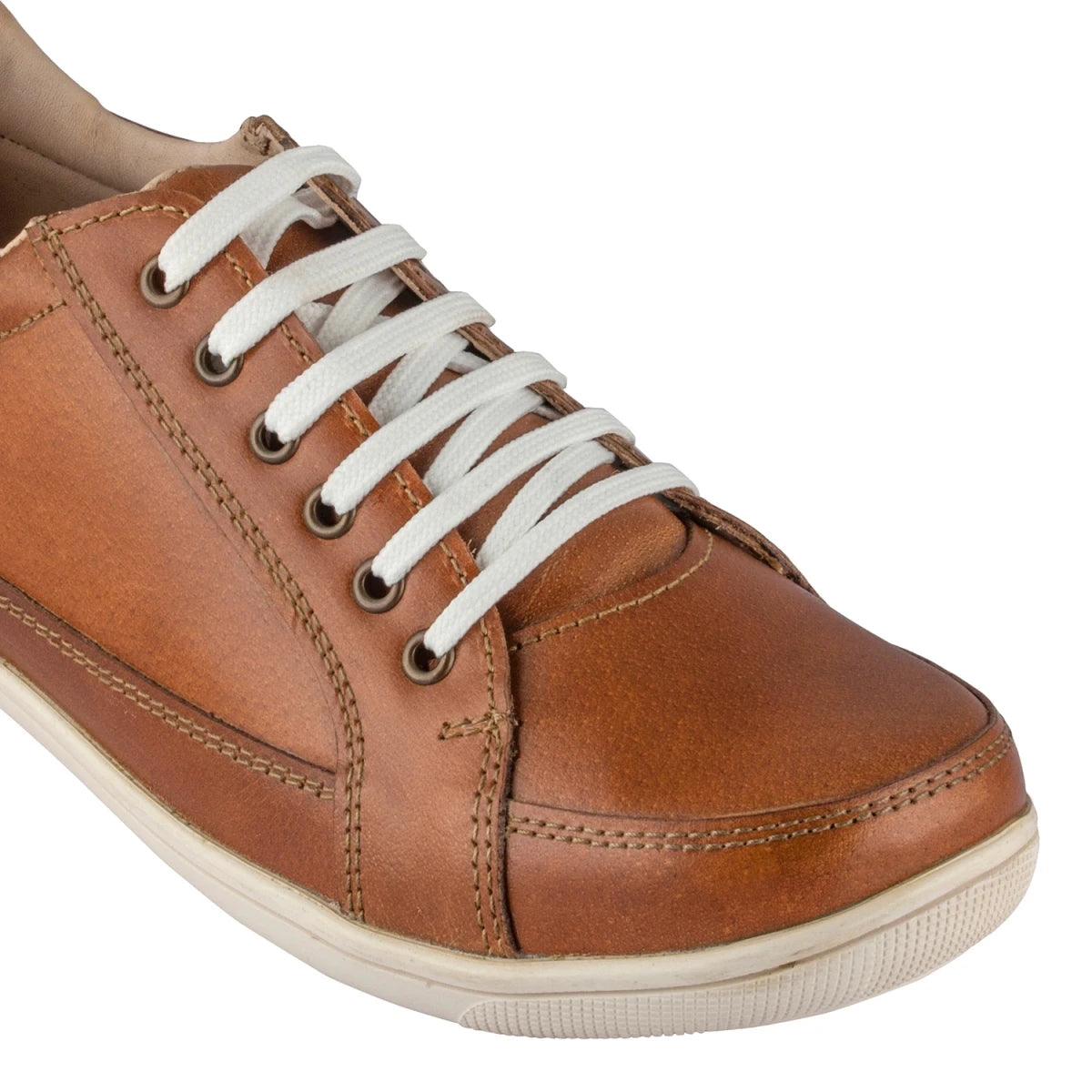Pure Leather Tan Sneaker with White Rubber Sole - Atlanta (Tan), RONWH417TAN