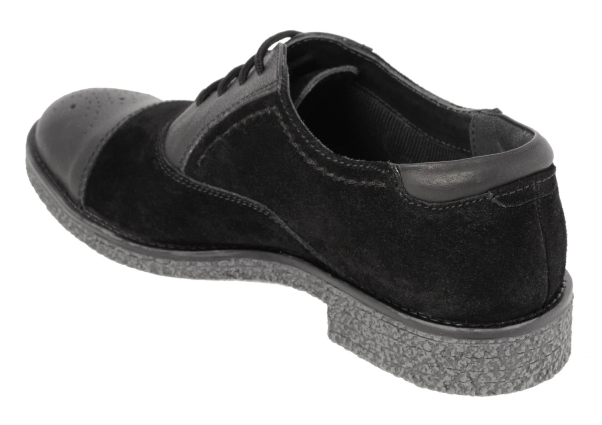 TZARO Black Casual Leather Oxford - Black Trinity, SAH3213SUDLBLK