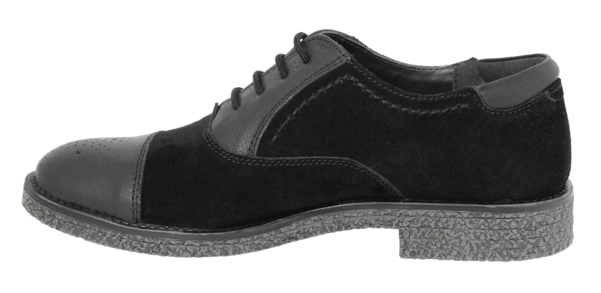 TZARO Black Casual Leather Oxford - Black Trinity, SAH3213SUDLBLK