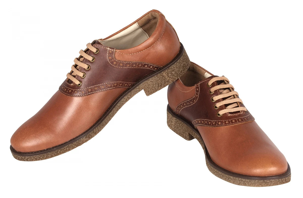 Pure Leather Tan Shoes with Brogues Elements - Perth, SAH3217TNPNCH