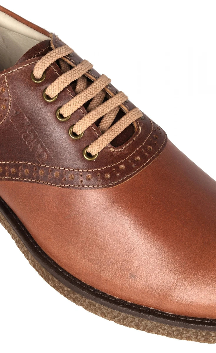 Pure Leather Tan Shoes with Brogues Elements - Perth, SAH3217TNPNCH