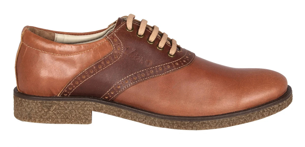Pure Leather Tan Shoes with Brogues Elements - Perth, SAH3217TNPNCH