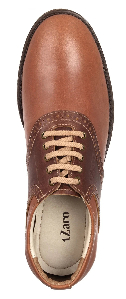 Pure Leather Tan Shoes with Brogues Elements - Perth, SAH3217TNPNCH