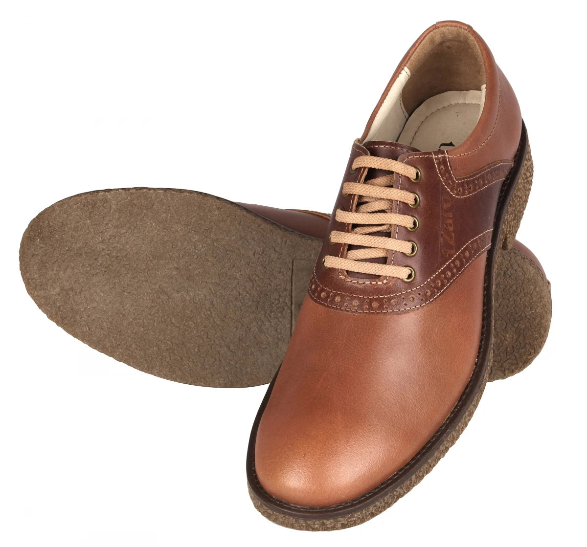 Pure Leather Tan Shoes with Brogues Elements - Perth, SAH3217TNPNCH