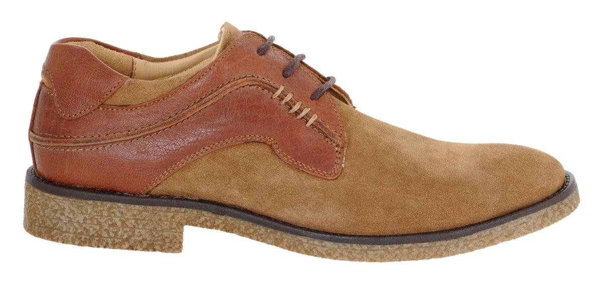 Pure Leather Sand Color Derby - William, SAHA3208CMLTAN