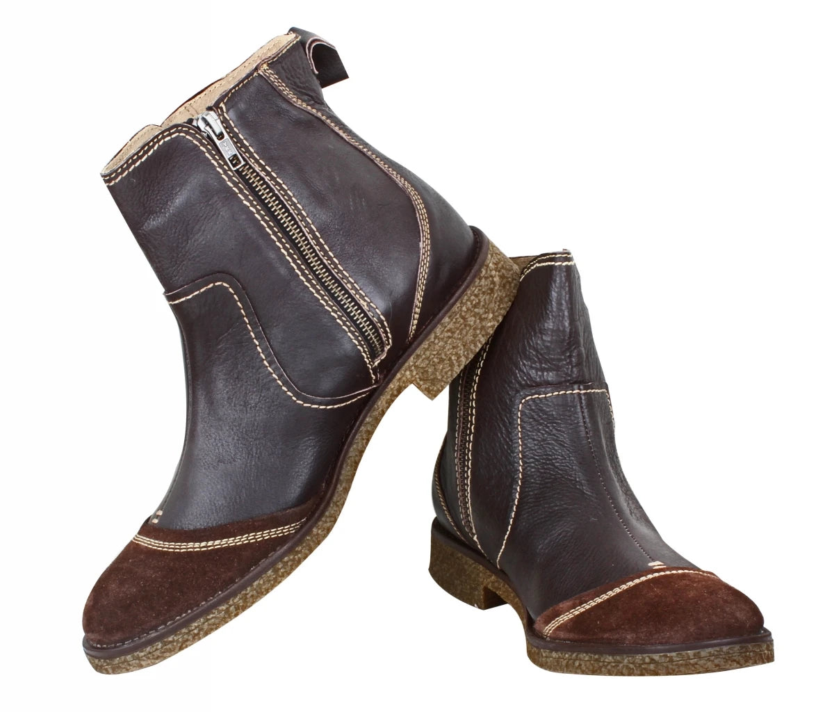 Pure Leather Chocolate Color Boots - Bolt, SAHA3214CHCURV