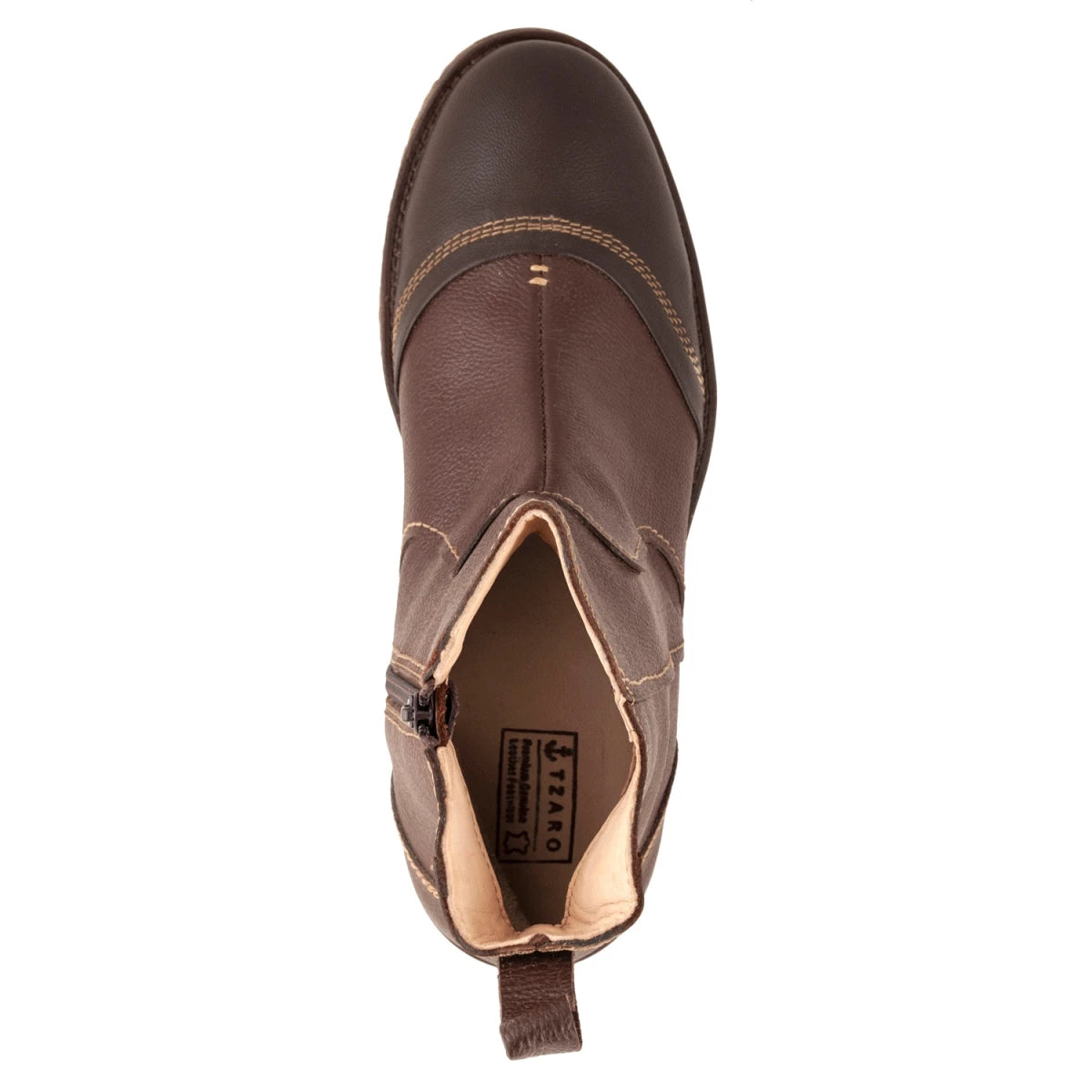 Pure Leather Boots with Crepe Finish Sole & Zipper Opening - SAHA3225CHCURV