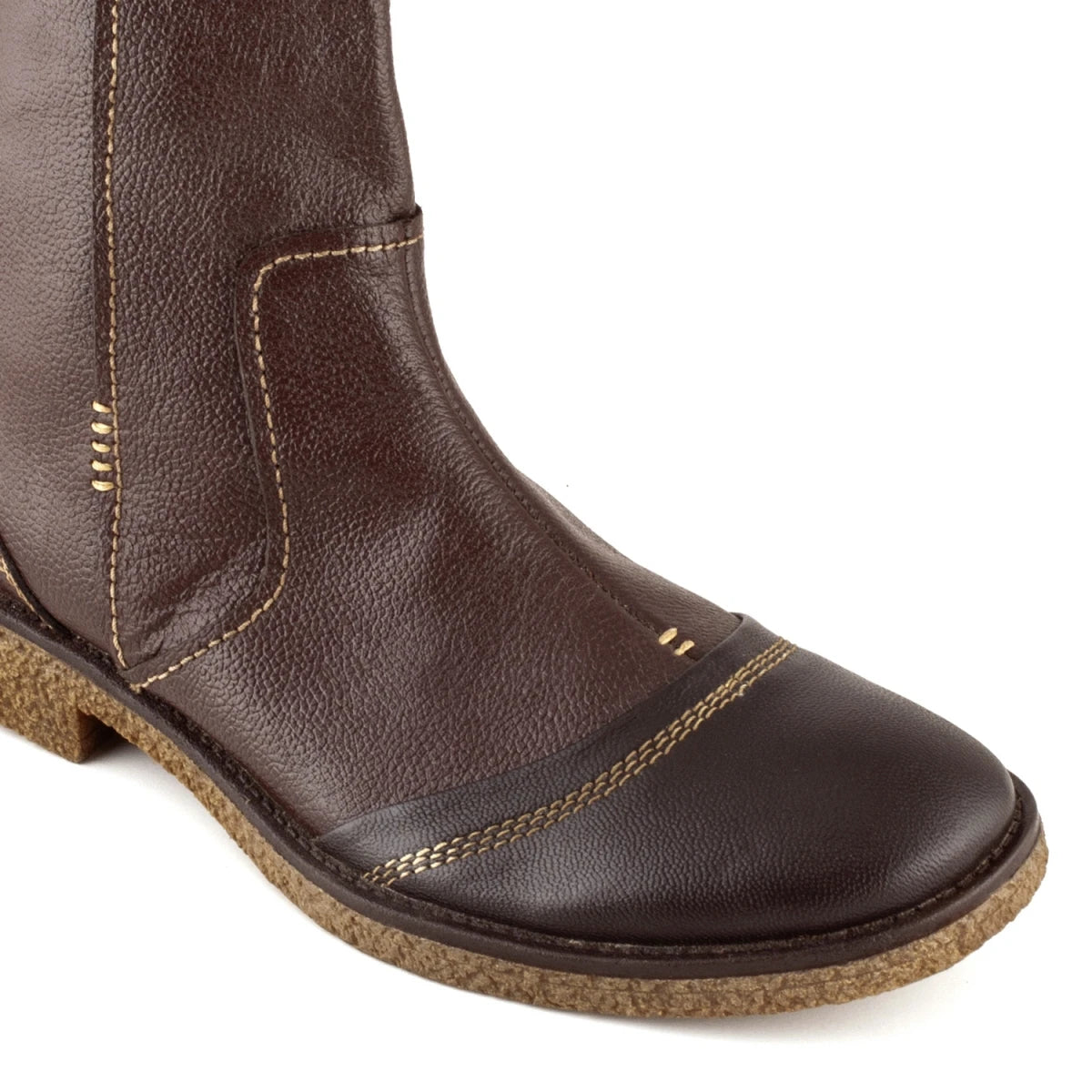 Pure Leather Boots with Crepe Finish Sole & Zipper Opening - SAHA3225CHCURV