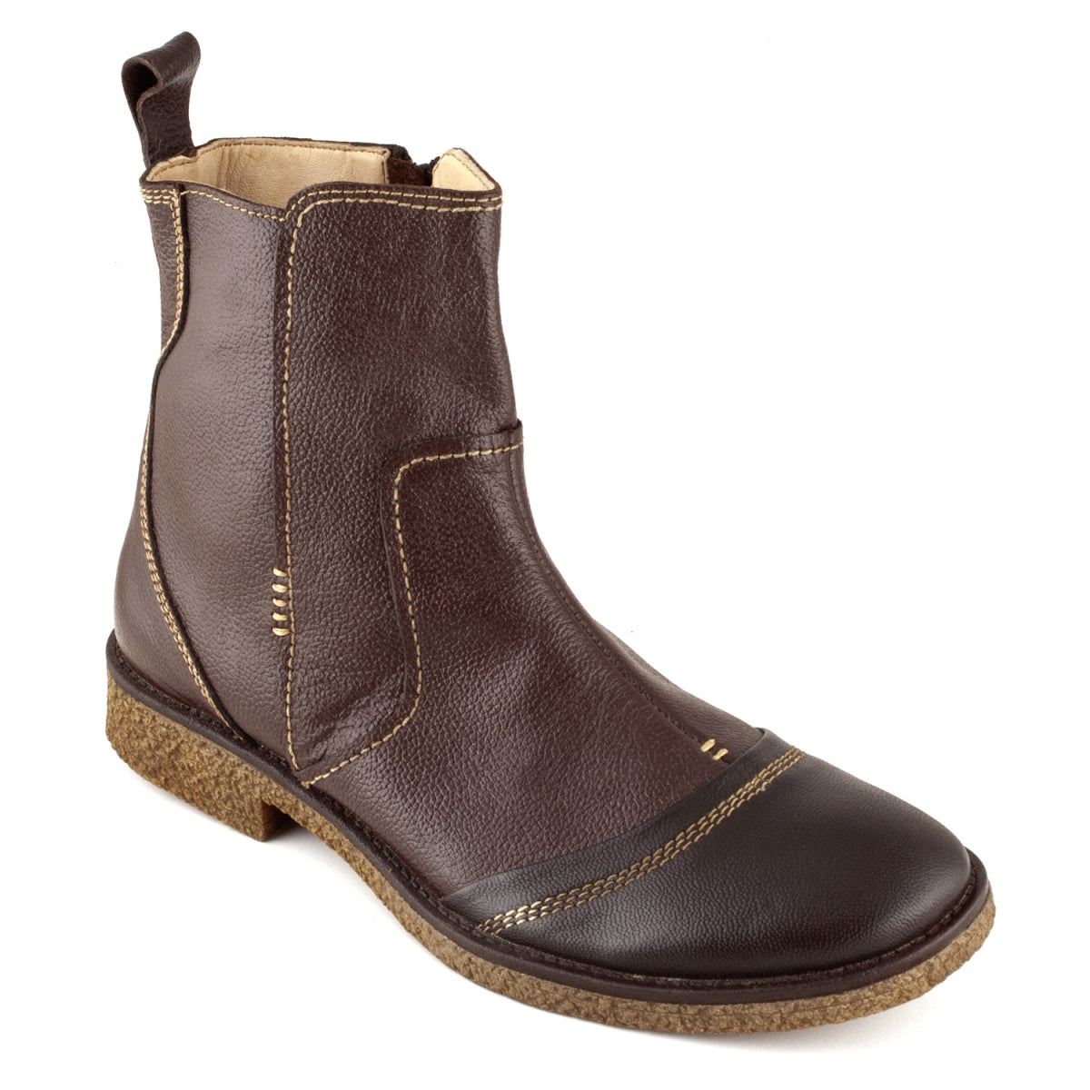 Pure Leather Boots with Crepe Finish Sole & Zipper Opening - SAHA3225CHCURV