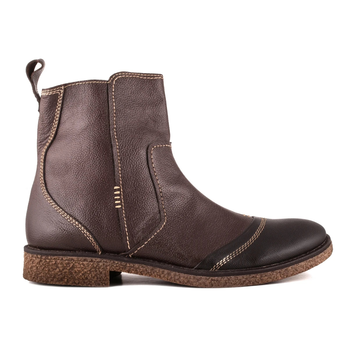 Pure Leather Boots with Crepe Finish Sole & Zipper Opening - SAHA3225CHCURV