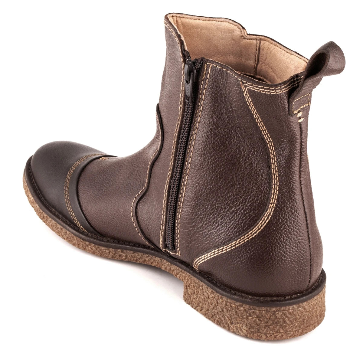 Pure Leather Boots with Crepe Finish Sole & Zipper Opening - SAHA3225CHCURV