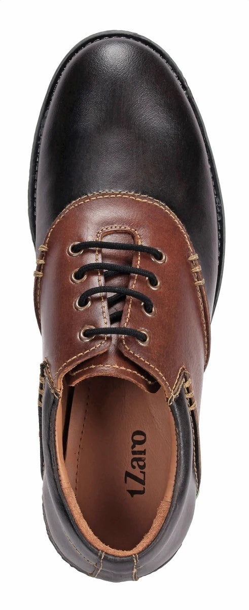 Pure Leather Black & Tan Derby - Elton, SH3220SDBLK