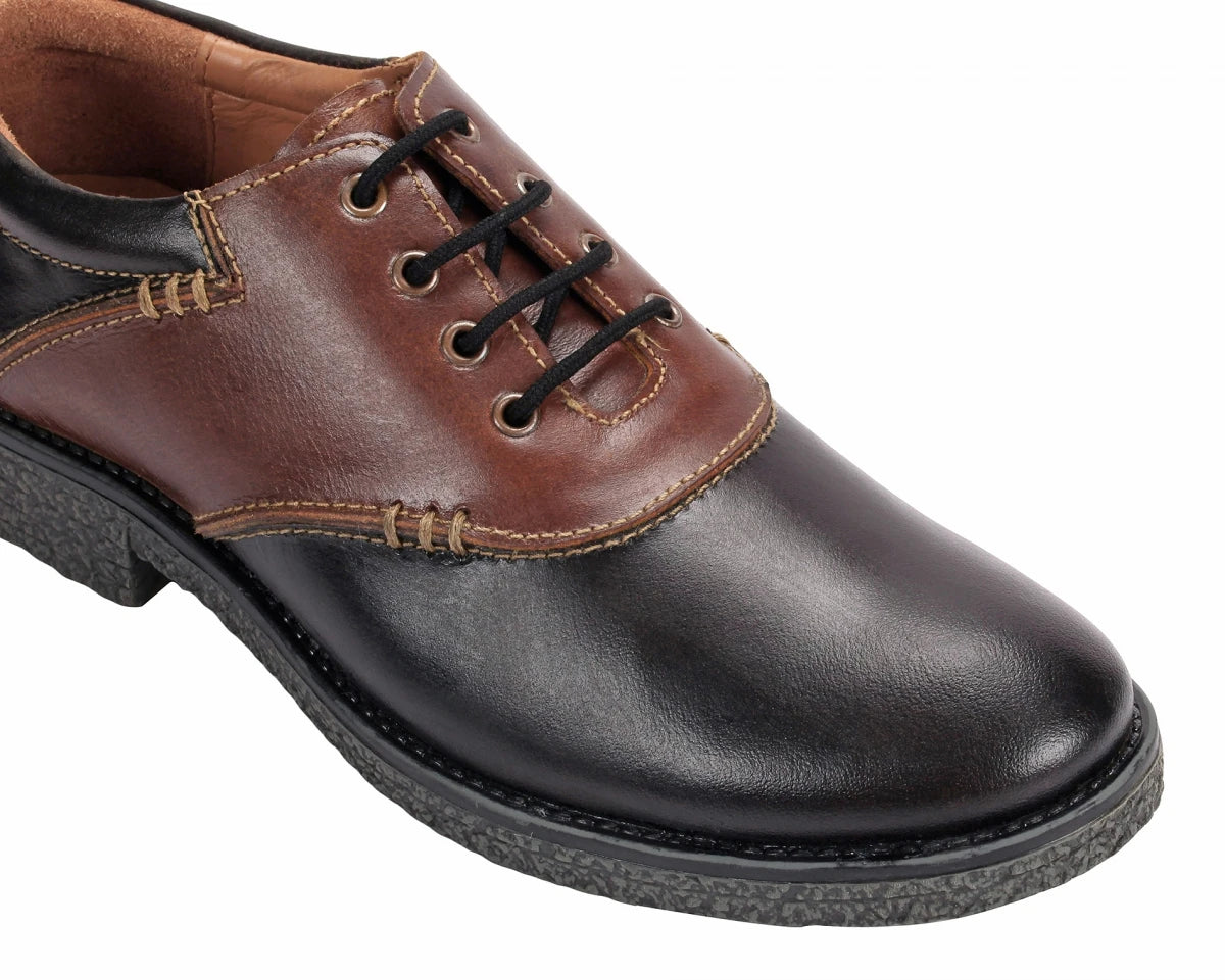 Pure Leather Black & Tan Derby - Elton, SH3220SDBLK