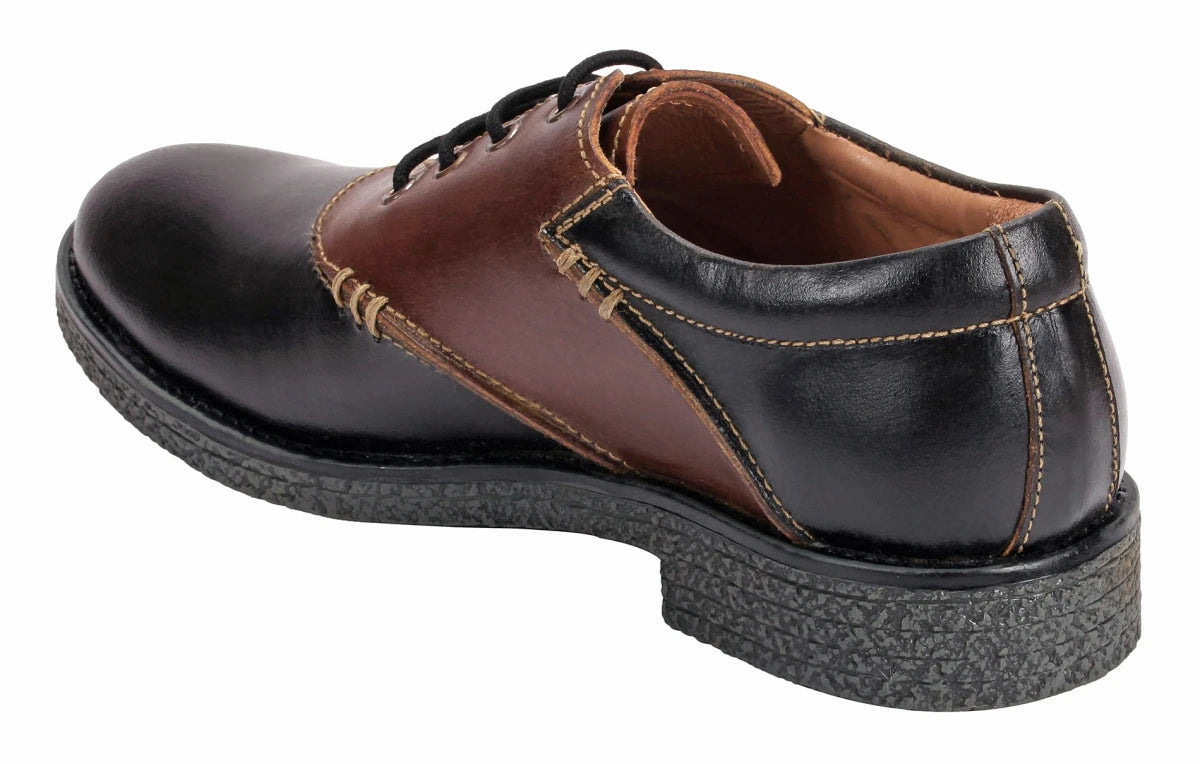 Pure Leather Black & Tan Derby - Elton, SH3220SDBLK