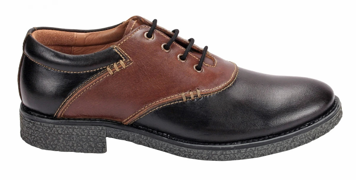 Pure Leather Black & Tan Derby - Elton, SH3220SDBLK