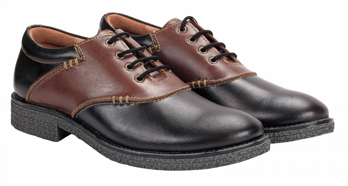 Pure Leather Black & Tan Derby - Elton, SH3220SDBLK