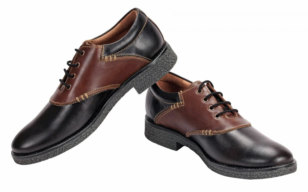 Pure Leather Black & Tan Derby - Elton, SH3220SDBLK