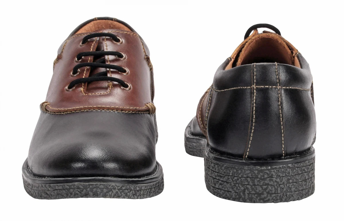 Pure Leather Black & Tan Derby - Elton, SH3220SDBLK