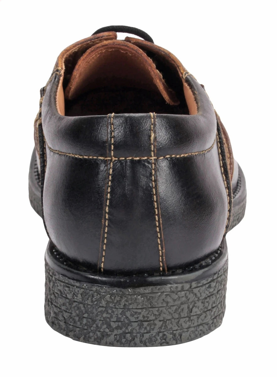 Pure Leather Black & Tan Derby - Elton, SH3220SDBLK