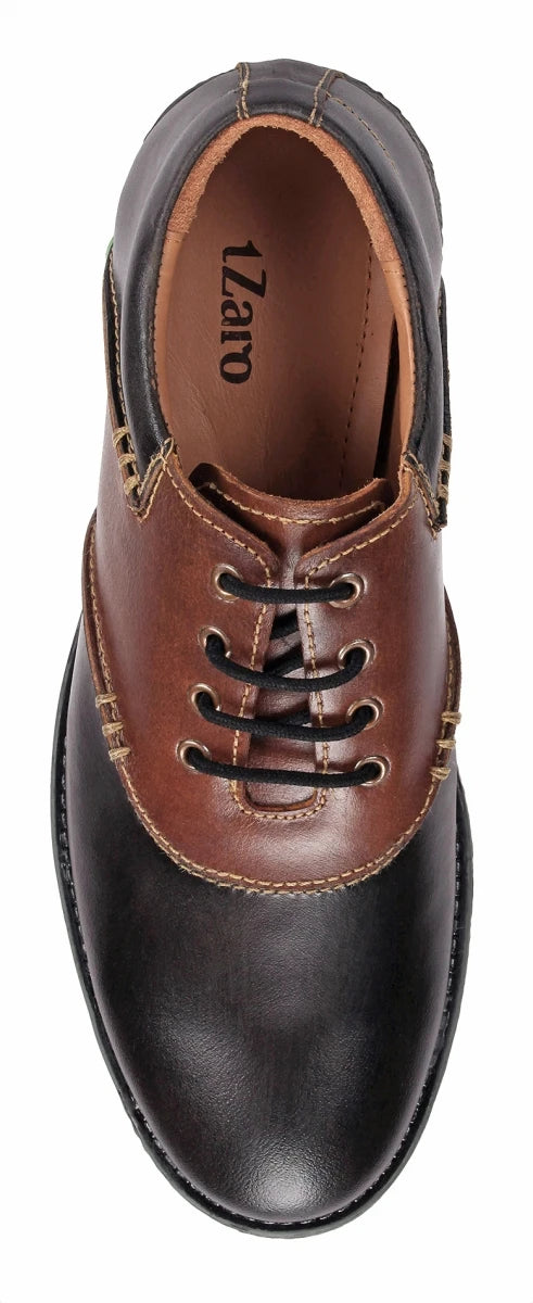 Pure Leather Black & Tan Derby - Elton, SH3220SDBLK