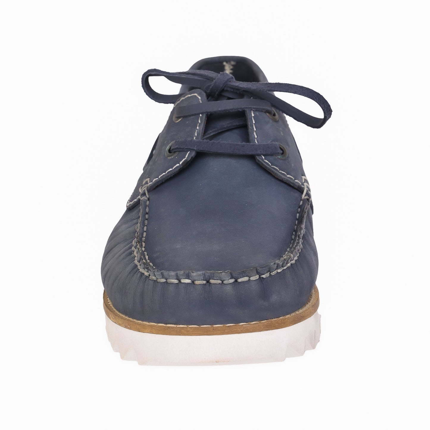 Pure Leather, Moc-toe Construction, Tan Color Super-Light Boat Shoe, SLBAT118NAV