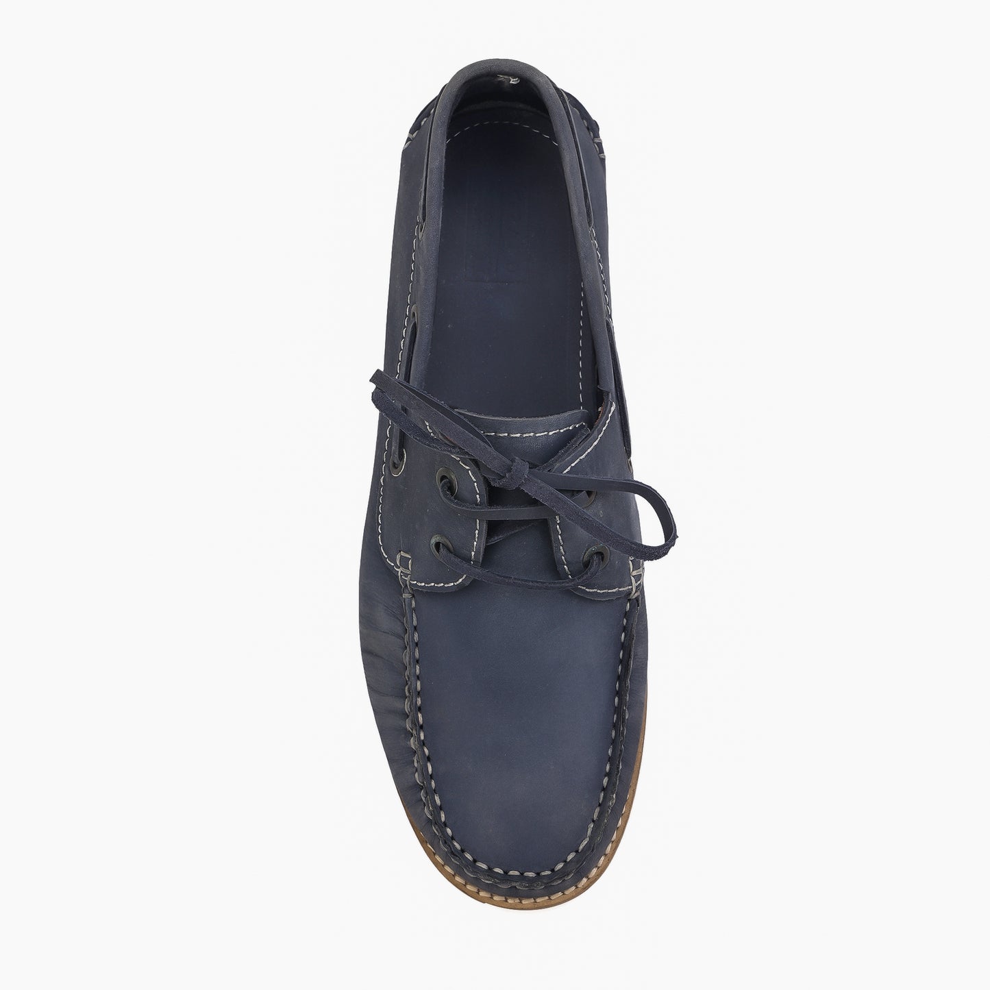 Pure Leather, Moc-toe Construction, Tan Color Super-Light Boat Shoe, SLBAT118NAV
