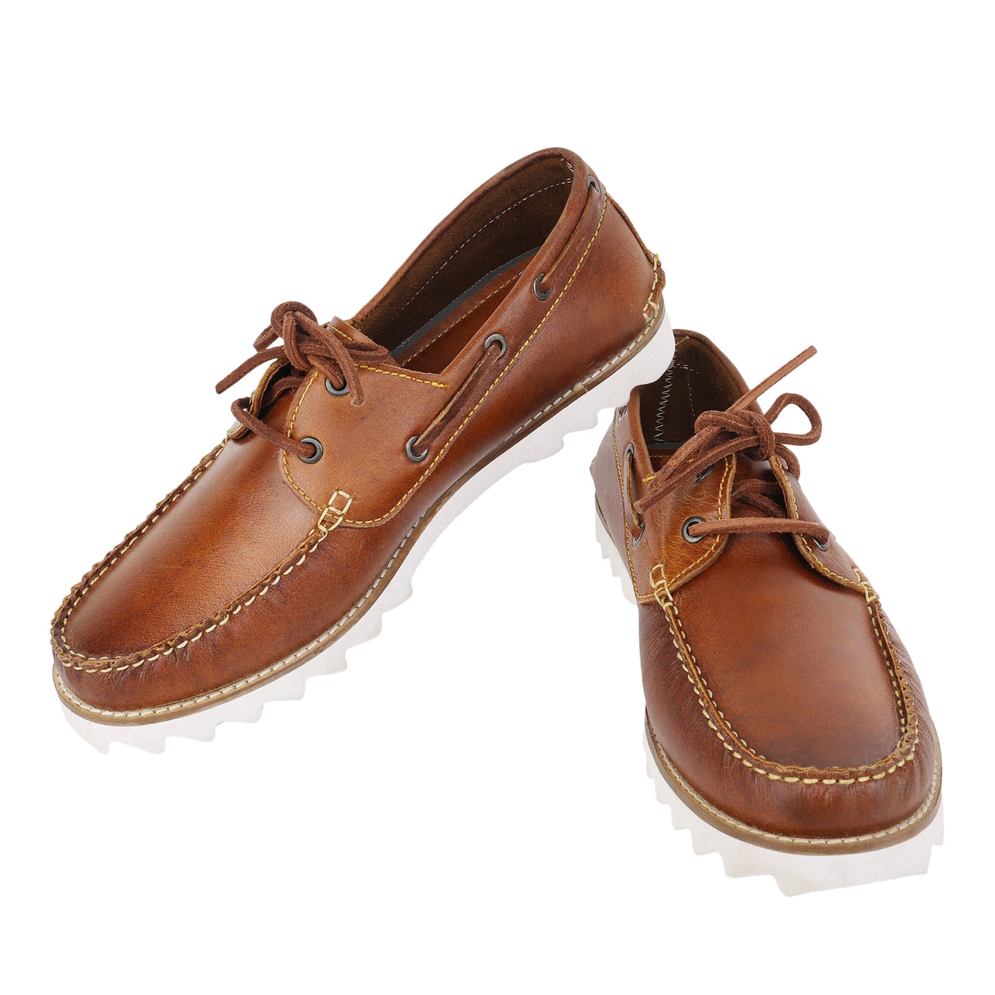 TZARO Super Light True Moccasin Construction Pure Leather Boat Shoe - Float TimTan, SLBOAT117TAN
