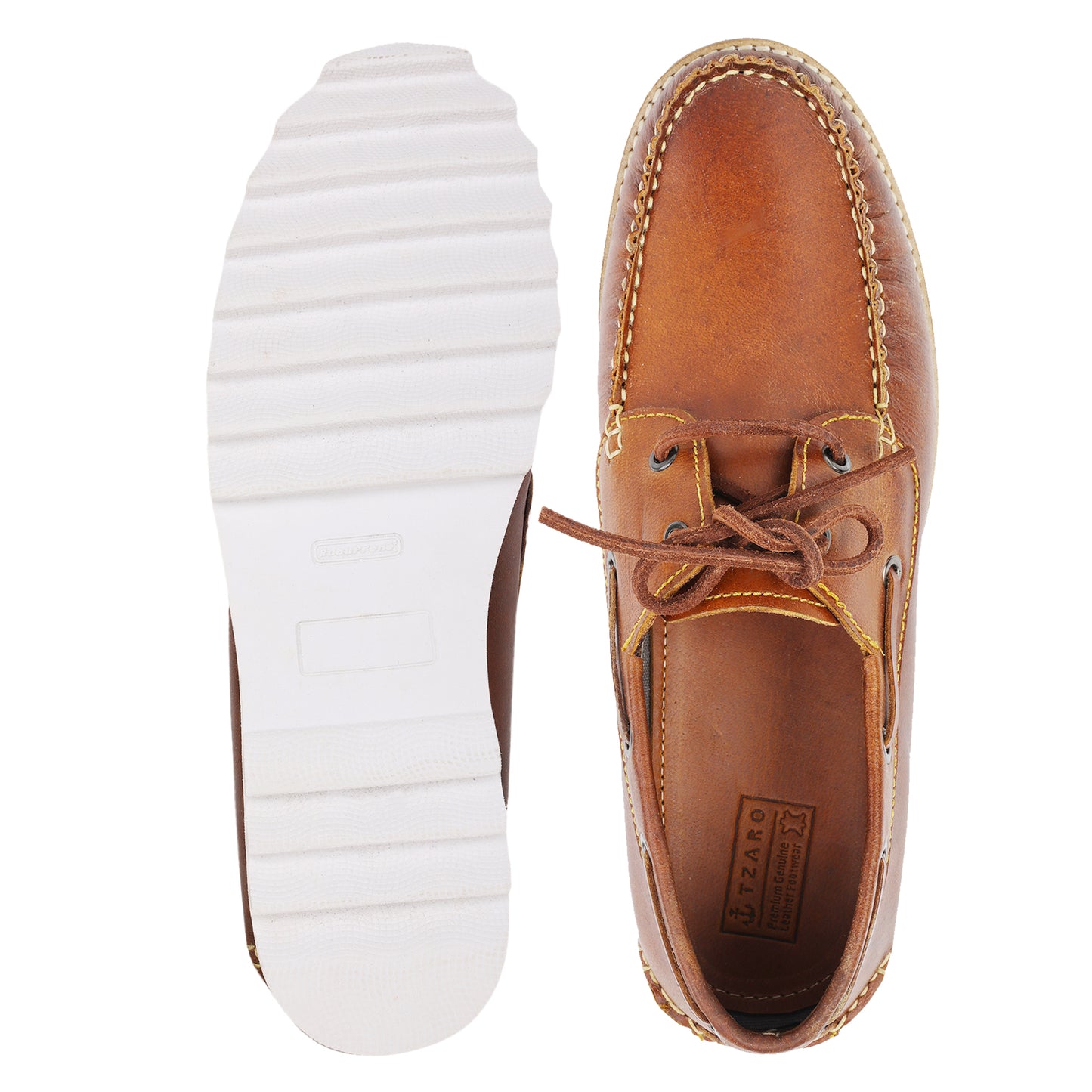 TZARO Super Light True Moccasin Construction Pure Leather Boat Shoe - Float TimTan, SLBOAT117TAN
