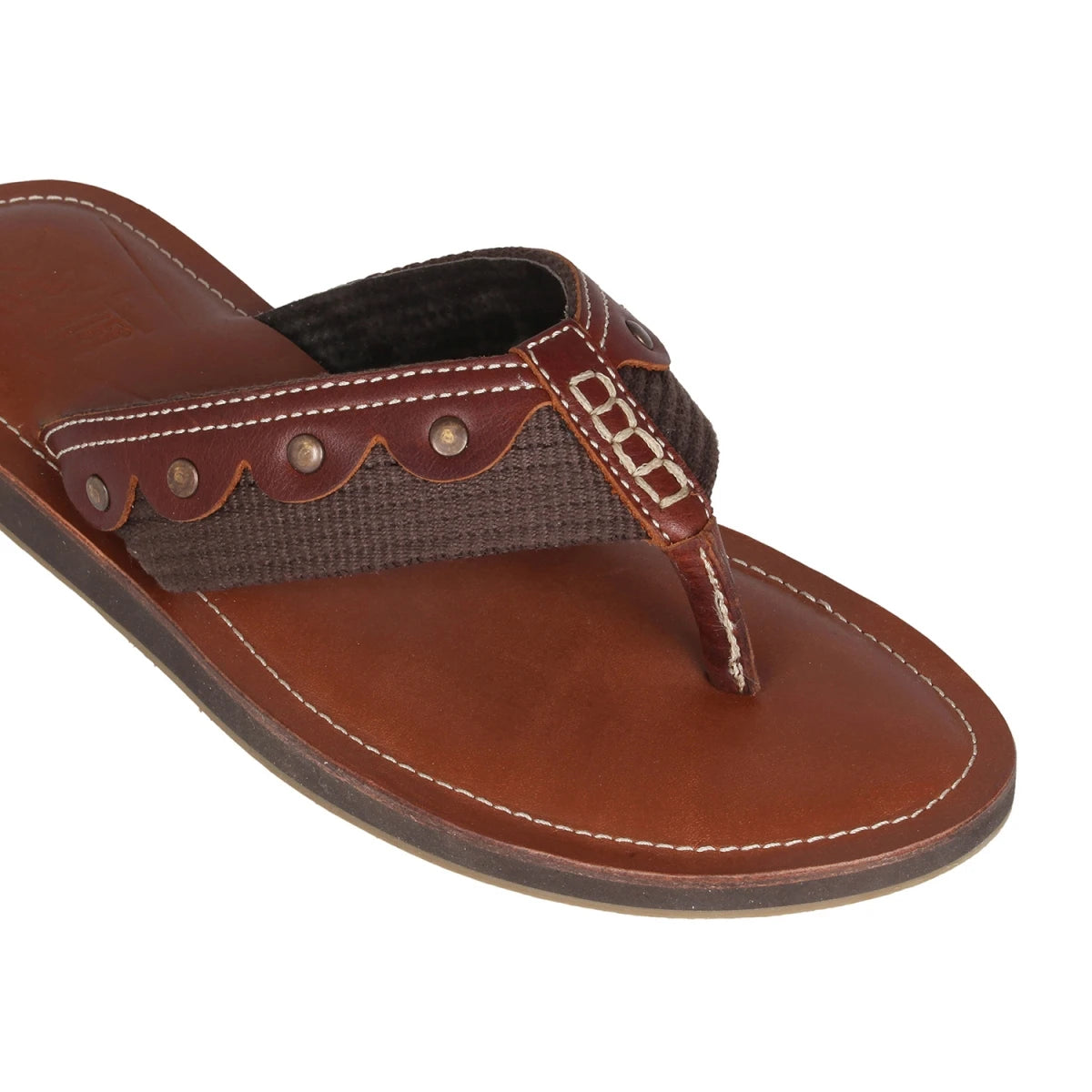 TZARO Genuine Leather Tan & Brown Slipper - Vagator 1901