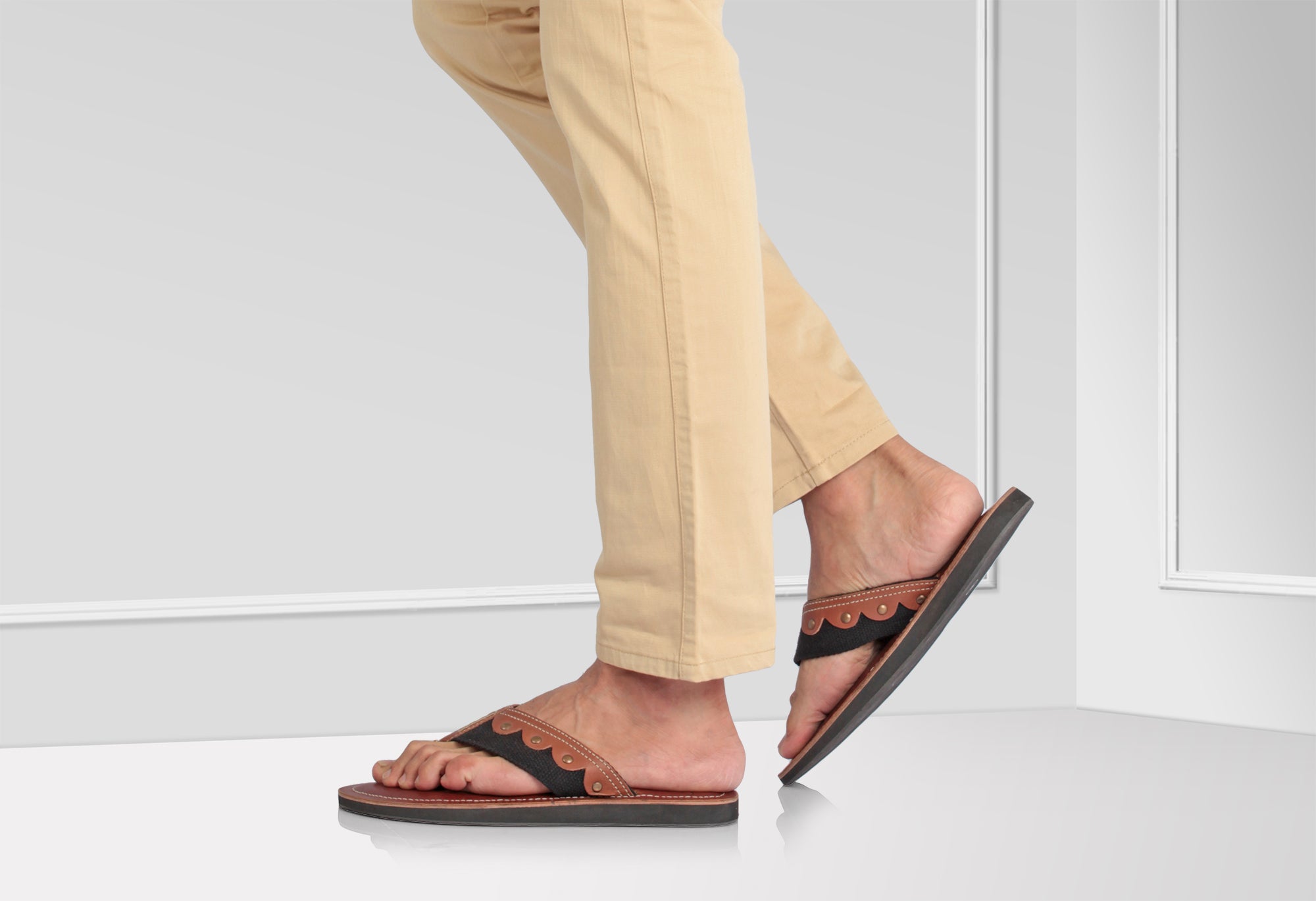 Pure Leather, Super-light, Slippers - Cloud (Tan 1902), SLPGVWV1902TNB - Showcase Image 1