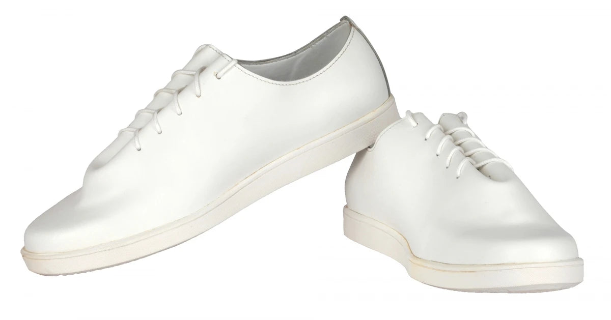 Pure Leather White Sneakers - Snowman, SNWMAN901
