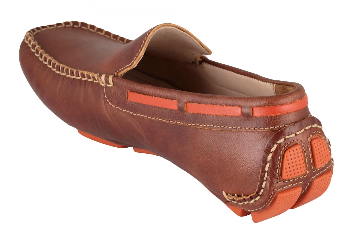 TZARO Genuine Leather Dark Tan Driving Shoes - Ronaldo, ST2350CLTNOR