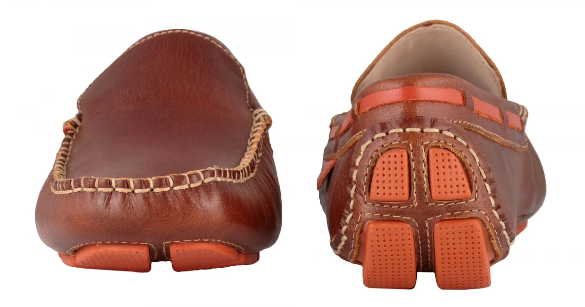 TZARO Genuine Leather Dark Tan Driving Shoes - Ronaldo, ST2350CLTNOR