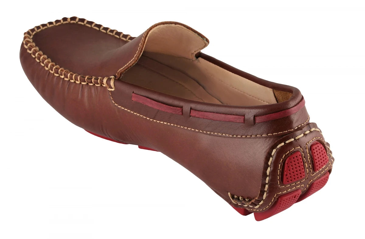 Pure Leather Dark Tan Driving Shoes - Morgan, ST2351CLTNRD