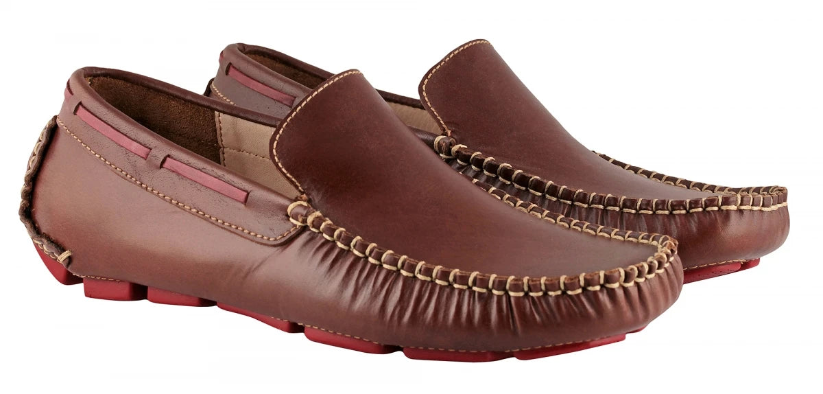 Pure Leather Dark Tan Driving Shoes - Morgan, ST2351CLTNRD