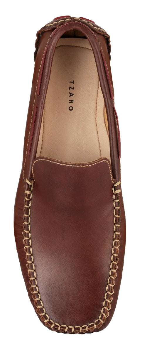Pure Leather Dark Tan Driving Shoes - Morgan, ST2351CLTNRD
