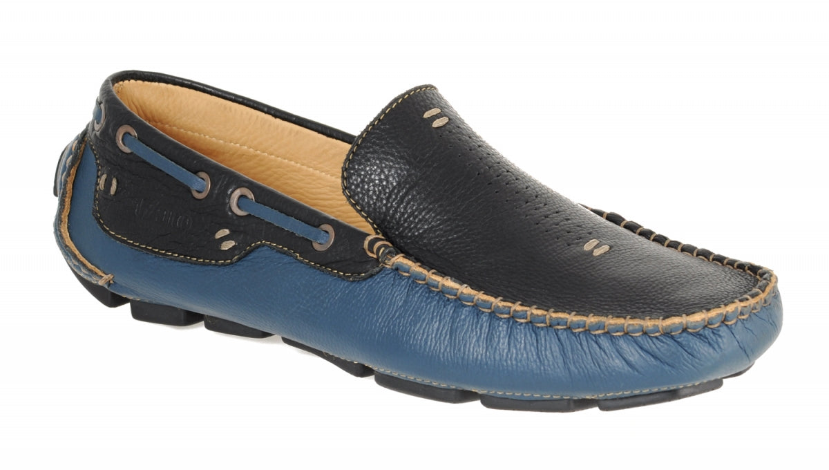 Men's Blue Black Genuine Leather Driving Shoes Online