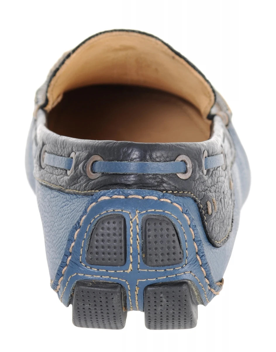 Genuine Leather Black & Blue Driving Shoes - STN2305BLUBLK