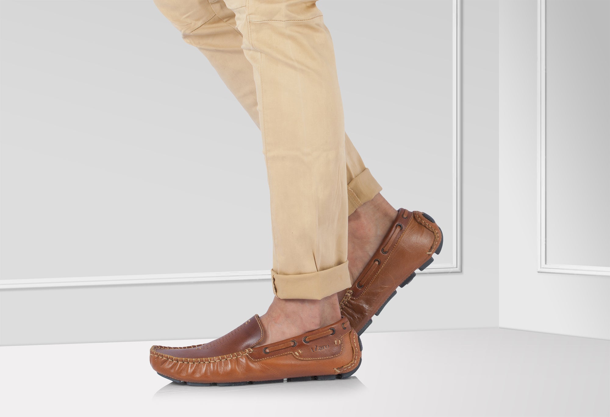 Pure Leather Chocolate-Tan Driving Shoes - STN2307TANCHC - Showcase Image 1
