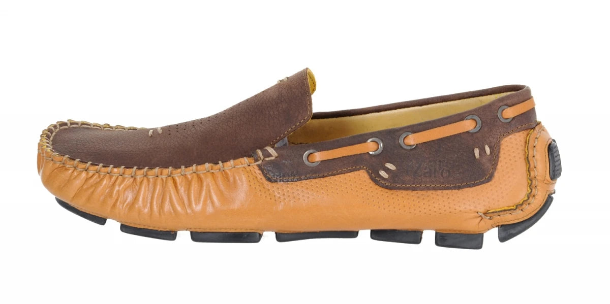 Pure Leather Chocolate-Tan Driving Shoes - STN2307TANCHC