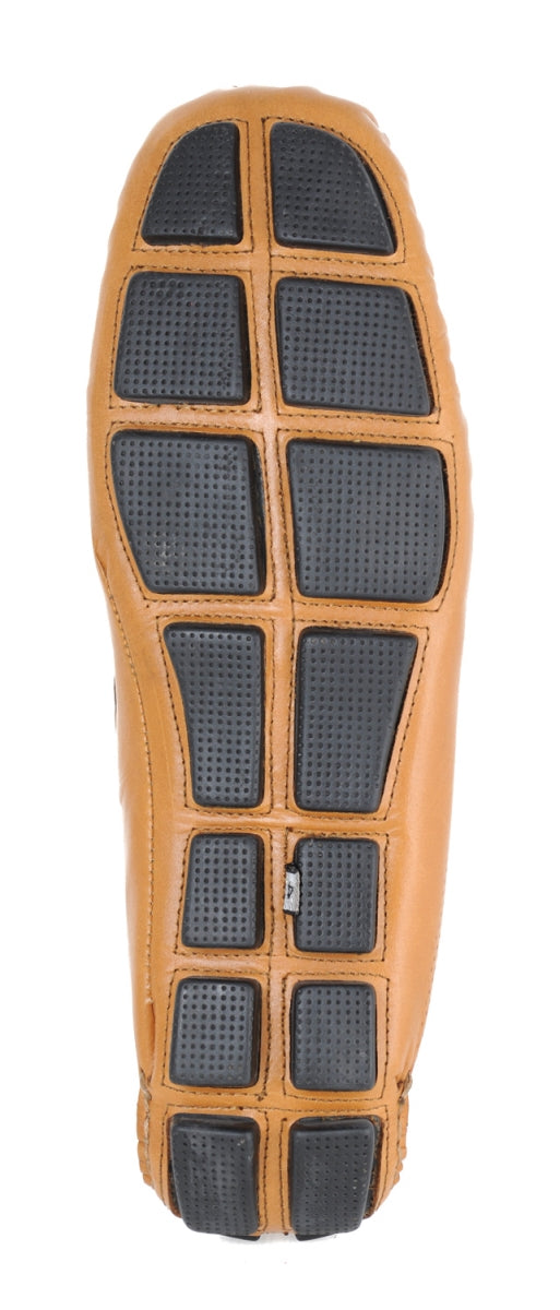TZARO Genuine Leather Chocolate & Tan Driving Shoes - STN2307TANCHC