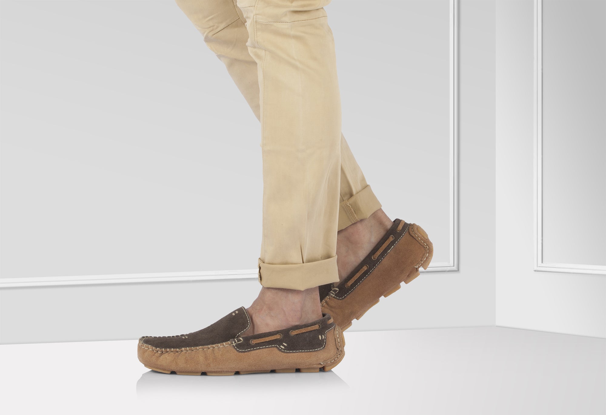 Pure Leather Tan Chocolate Driving Shoes - STN2311TWNBRW - Showcase Image 1